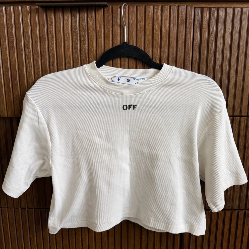 Off-White white ribbed logo T-shirt